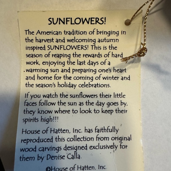 HOUSE OF HATTEN DENISE CALLA SUNFLOWERS HALLOWEEN.  Three Flying Pumpkins. Rare! - Picture 3 of 16